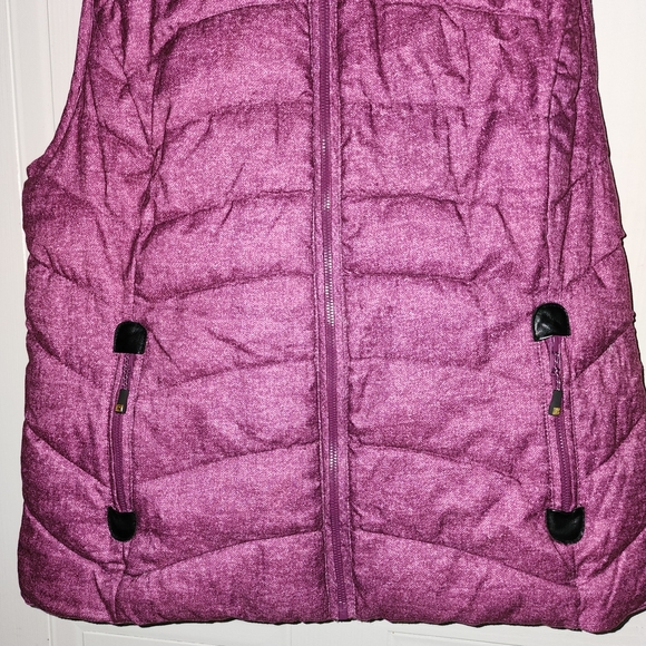 GreenTea Purple Puffer Vest with Faux Fur Trim - Picture 4 of 10
